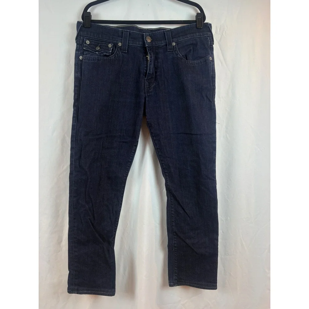 True Religion Geno Relaxed Slim Jeans Mens 38 Indigo Dark Wash Made in USA Blue